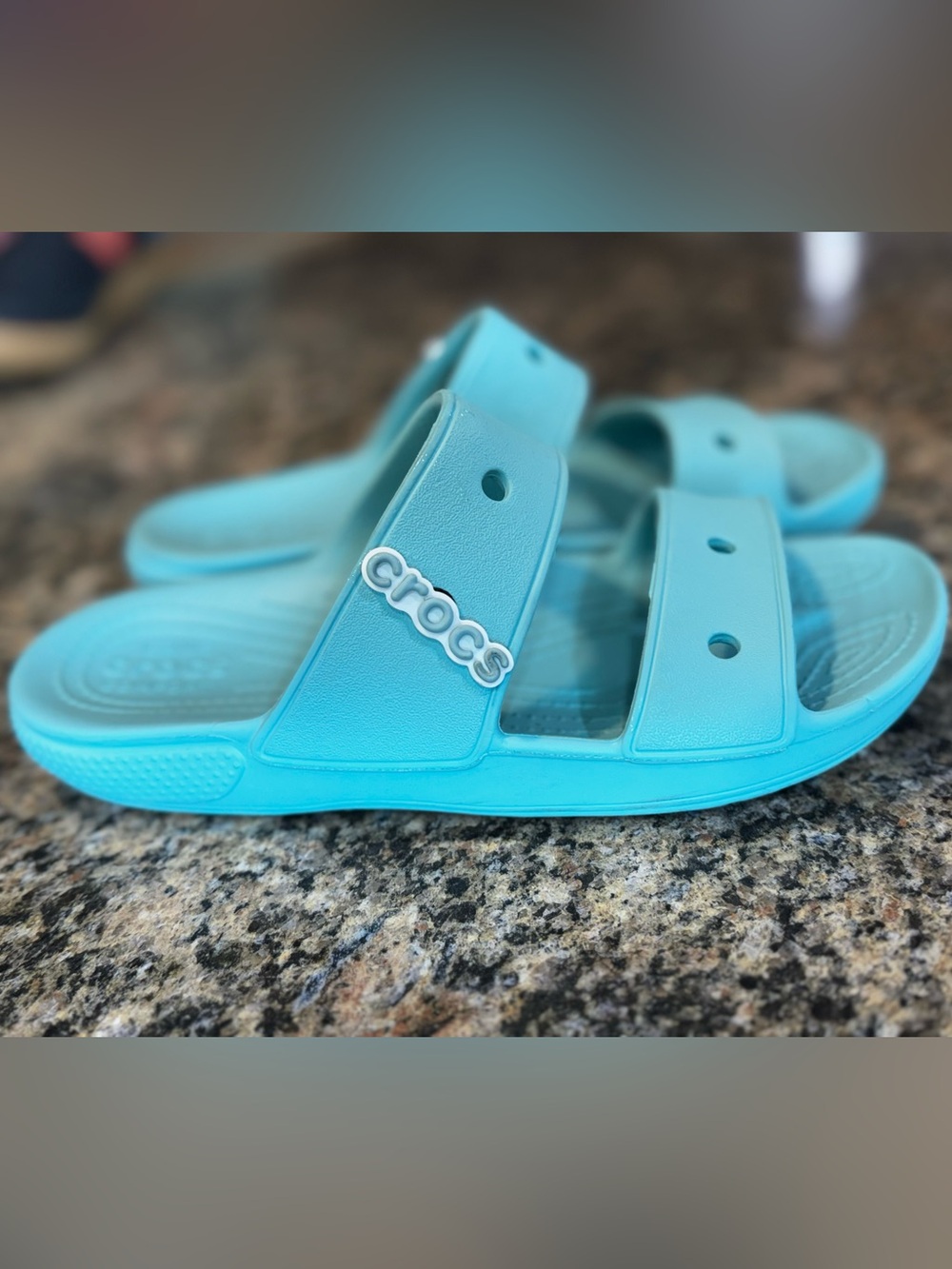 Crocs Classic Slides Sandals Mint Blue Size M6 W8 Slip On Beach Pool Shoes
